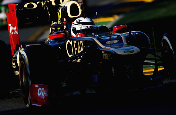 Kimi Raikkonen of Lotus drives during the Australian Formula One Grand Prix at the Albert Park circuit on Sunday