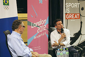 Sebastian Coe (right), chairman of the London Organising Committee for the Olympic Games with Rio 2016 Olympic Games Organising Committee President Carlos Arthur Nuzman