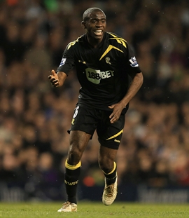 Fabrice Muamba before collapsing in the match