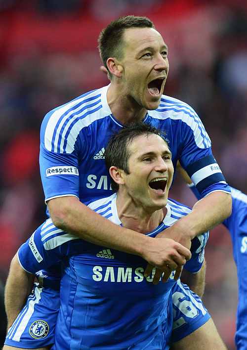 John Terry and Frank Lampard of Chelsea celebrate victory after the FA Cup