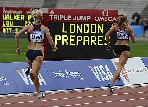 Athletes take part in the BUCS Outdoor Athletics Championships at the Olympic Stadium in London