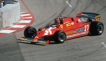 Ferrari's Canadian driver Gilles Villeneuve in action during the Monaco Grand Prix at the Monte Carlo circuit in Monaco in 1981