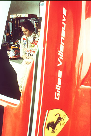 Gilles Villeneuve in the Ferrari paddock