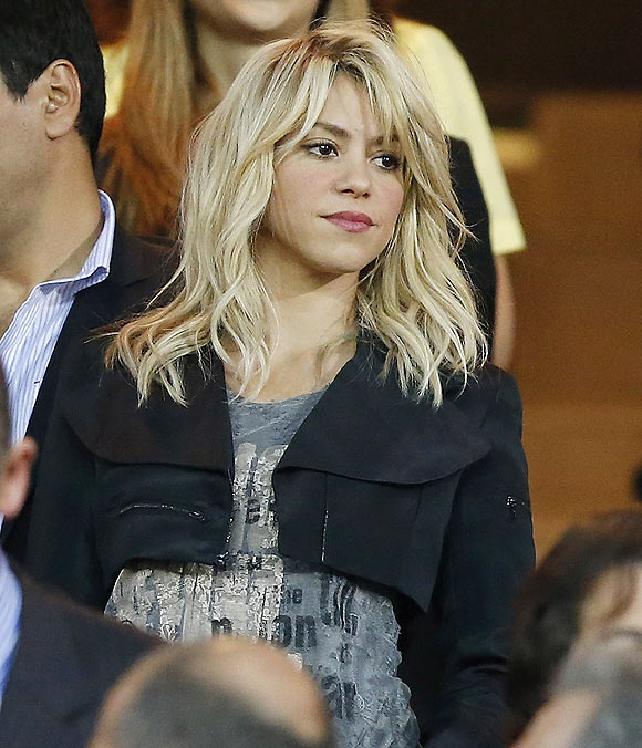 International pop-singer Shakira, gilfriend of Barca defender Gerard Pique, watches the King's Cup final on Friday