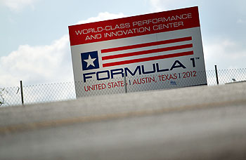 A general view of signage at the Circuit of the Americas race track