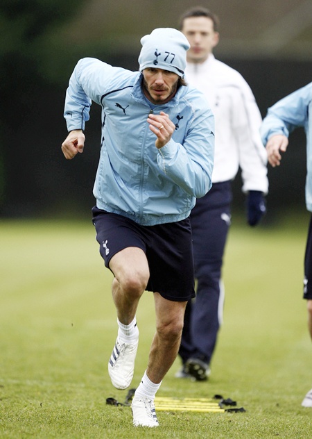 LA Galaxy's David Beckham takes part in a training session