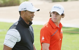 Tiger Woods with Rory McIlroy