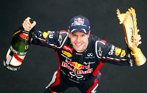 Race winner Sebastian Vettel