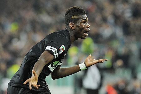 Paul Pogba of Juventus celebrates after netting against Napoli on Saturday