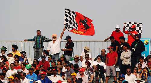Local race fans turn out for the inaugural Indian Formula One Grand Prix at the Buddh International Circuit