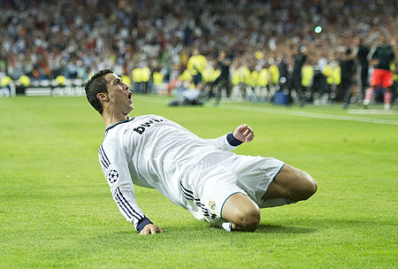 Real Madrid's Cristiano Ronaldo celebrates after scoring the winning goal against Manchester City on Wednesday