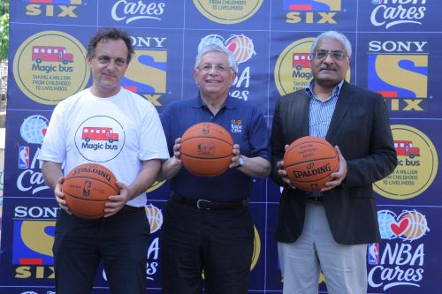 NBA Commissioner David Stern, MSM CEO Manjit Singh and Magic Bus CEO and founder Matthew Spacie