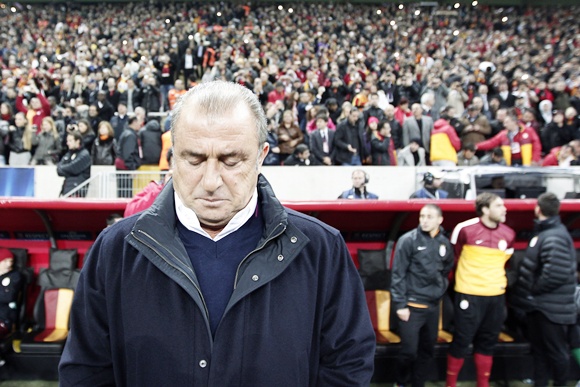 Galatasaray's coach Fatih Terim reacts