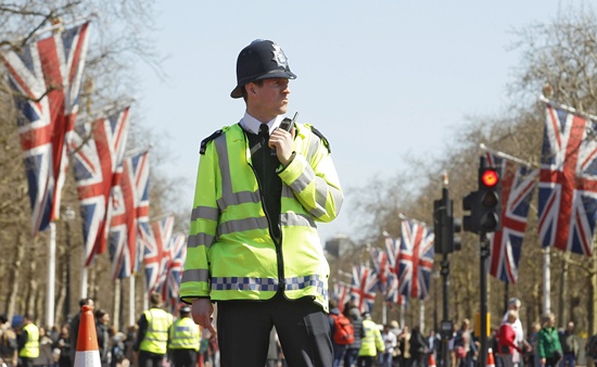 A police officer patrols
