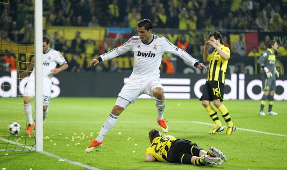 Real Madrid's Cristiano Ronaldo in action against Dortmund