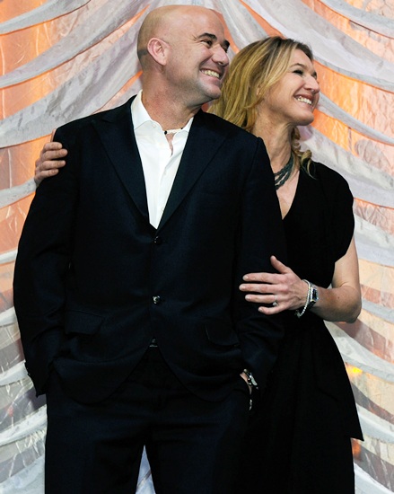 Former tennis players Andre Agassi and Steffi Graff