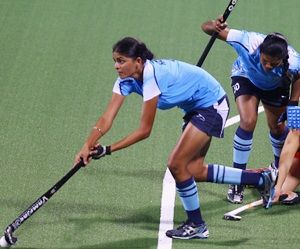 The Indian girls in action during the match