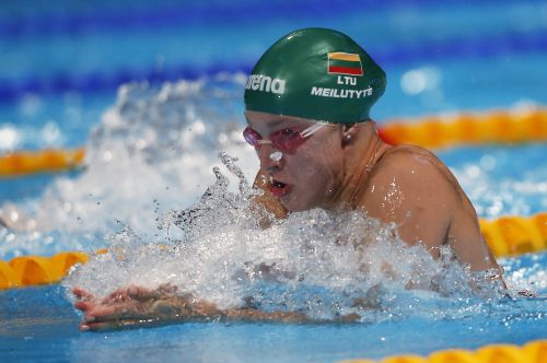 Lithuania's Ruta Meilutyte swims in the women's 50m breaststroke heats during the World Swimming Championships
