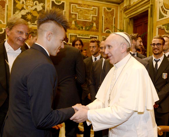 Pope Francis welcomes Stephan El Shaarawy of Italy