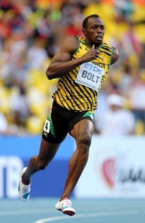 Usain Bolt during the men's 200m heat on Friday