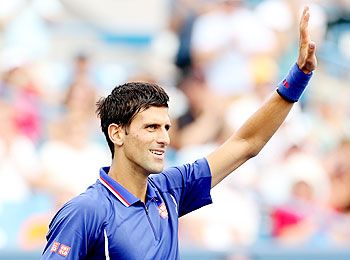 Novak Djokovic of Serbia acknowledges the crowd after his win over David Goffin of Belgium during the Western & Southern Open on August 15, 2013 at Lindner Family Tennis Center in Cincinnati, Ohio, on Thursday