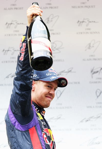 Sebastian Vettel of Germany celebrates