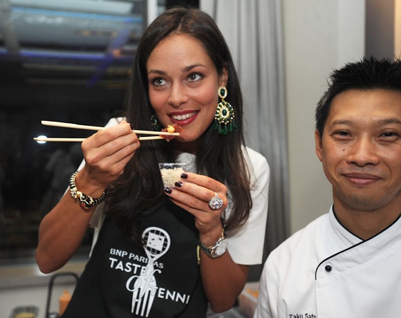 Ana Ivanovic poses with Chef Taku Sato