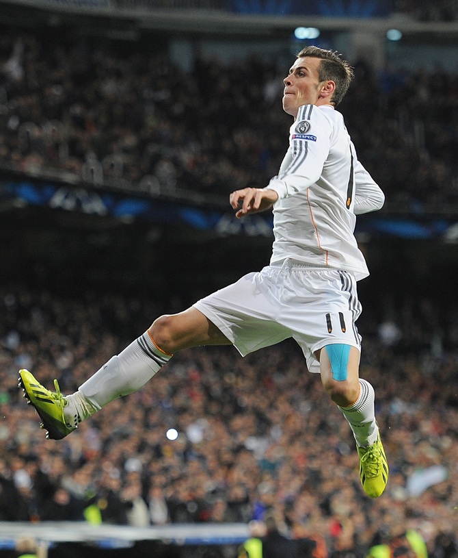 Gareth Bale of Real Madrid CF celebrates after scoring Real's opening goal