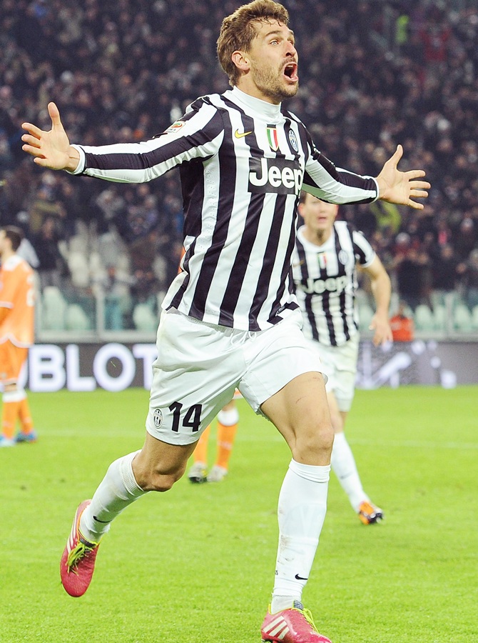 Fernando Llorente of Juventus celebrates after scoring the opening goal