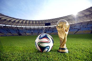 A general view of Brazuca and the FIFA World Cup Trophy at the Maracana before the adidas Brazuca launch at Parque Lage 