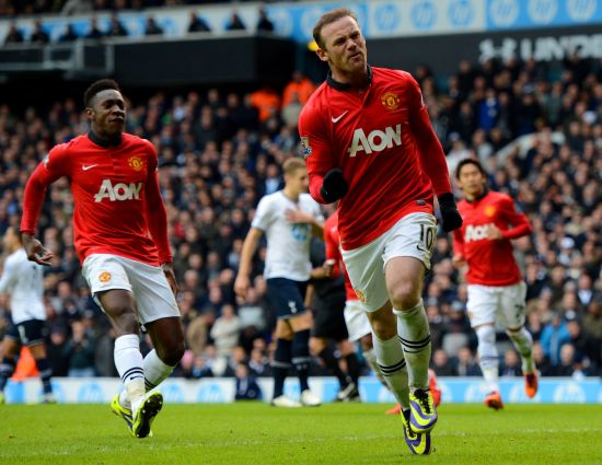 Wayne Rooney celebrates after scoring a goal