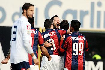 Alessandro Diamanti # 23 of Bologna FC celebrates after scoring against Genoa CFC at Stadio Renato Dall'Ara in Bologna on Sunday