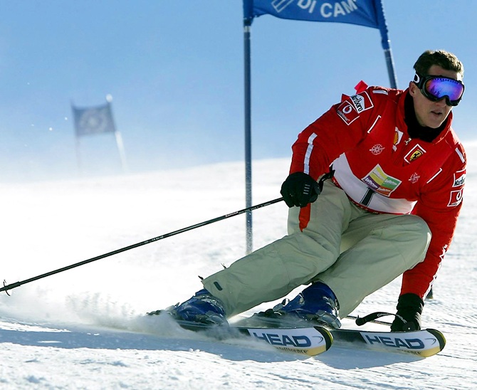 Michael Schumacher of Germany skis