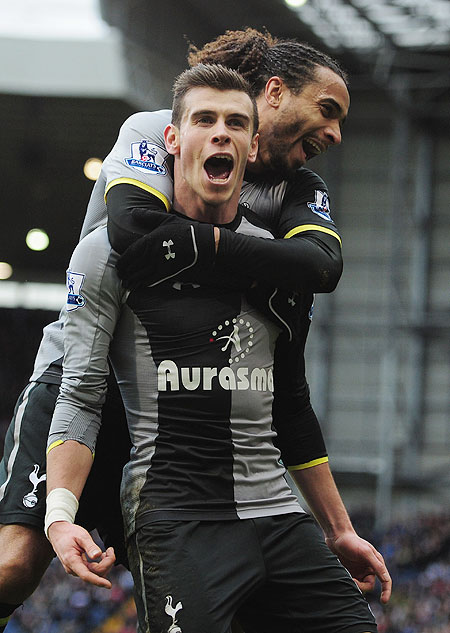 Tottenham Hotspur's Gareth Bale (left) celebrates after scoring against West Bromwich Albion on Sunday