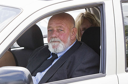 Barry Steenkamp leaves after a memorial service for his daughter model Reeva Steenkamp  at the Victoria Park Crematorium in Port Elizabeth on Tuesday