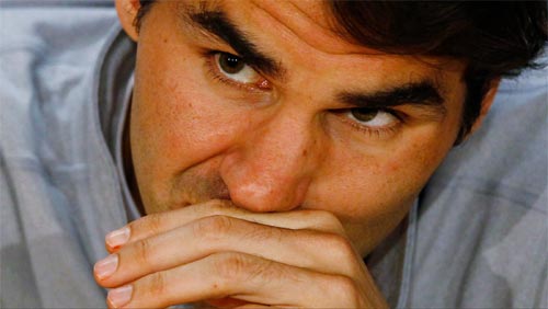 Roger Federer of Switzerland attends a news conference