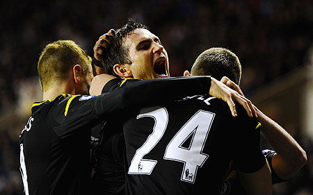 Chelsea's Frank Lampard celebrates after scoring against Reading on Wednesday