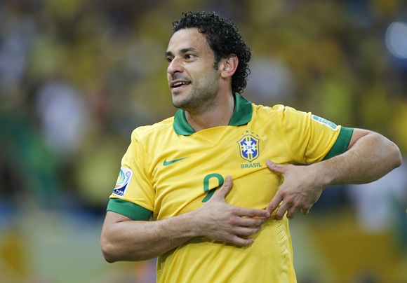 Brazil's Fred celebrates