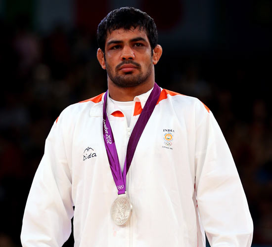 Sushil Kumar after winning with the silver medal at the London Olympics