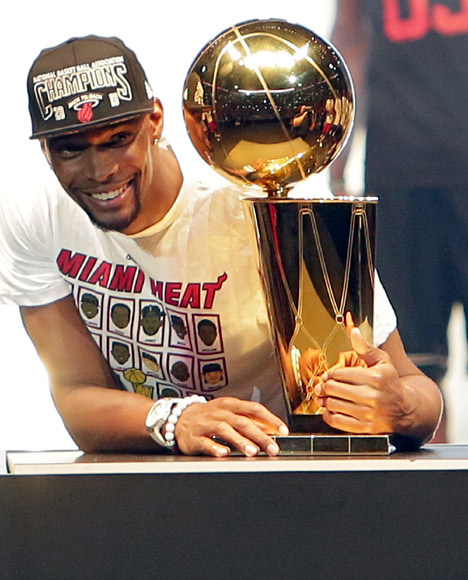 Chris Bosh of the Miami Heat attends the NBA Championship victory rally