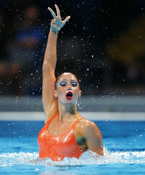 Greece's Despoina Solomou performs in the synchronised swimming solo free routine
