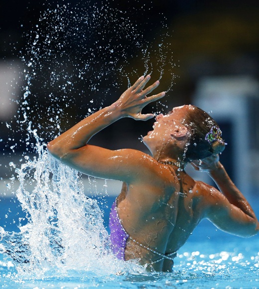Britain's Jenna Randall performs in the synchronised swimming solo free routine