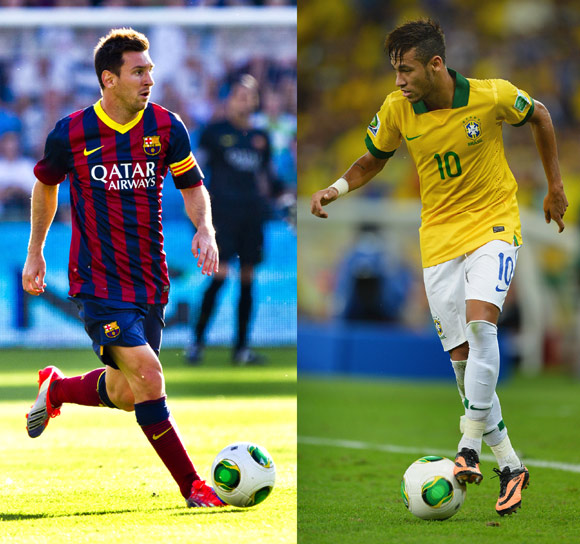 Barcelona's Lionel Messi and Neymar