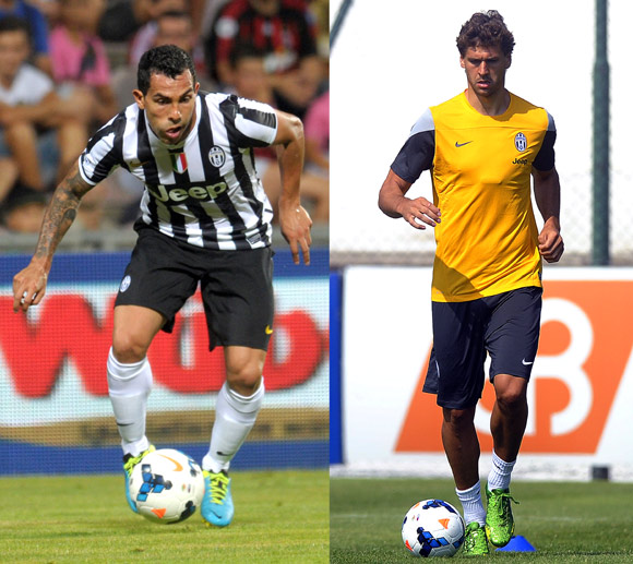 Juventus' new forwards Carlos Tevez and Fernando Llorente