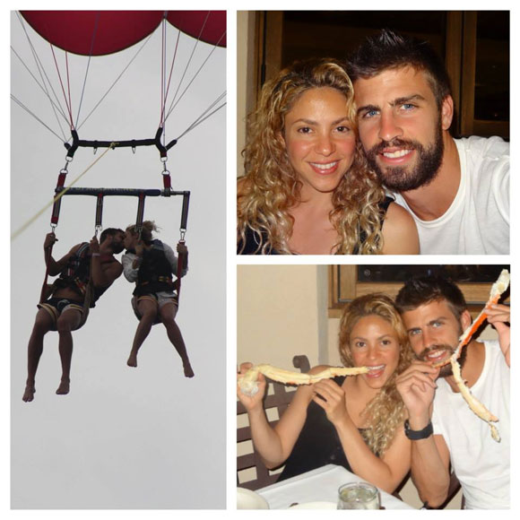 A collage of photos from Gerard Pique and Shakira's vacation that was posted on Facebook