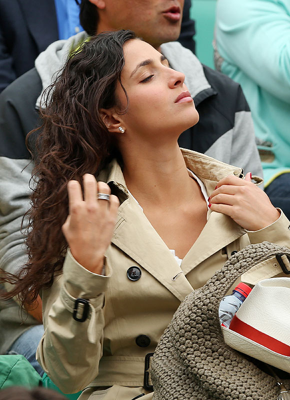 Rafael Nadal's girlfriend Xisca Perello watches the men's singles finalon Sunday