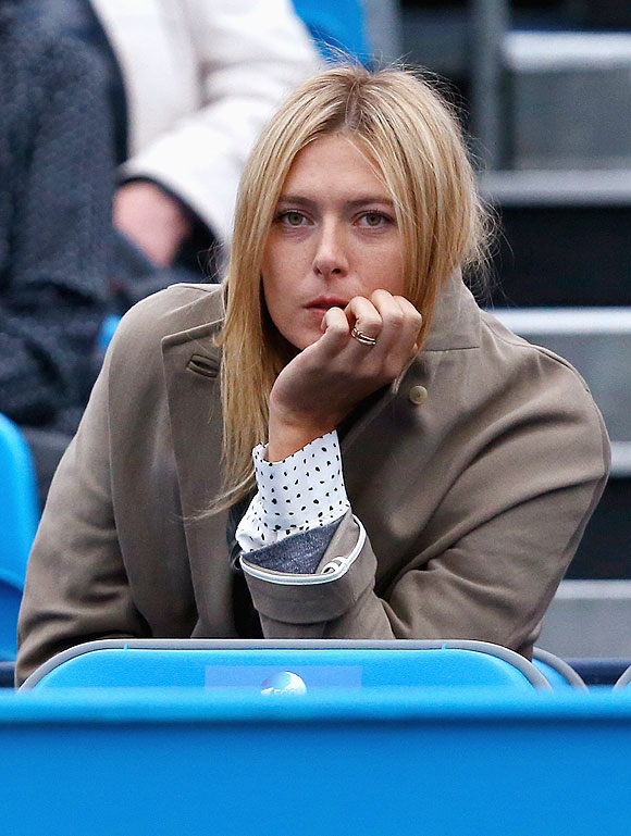 Maria Sharapova watches the match at the AEGON Championships on Monday