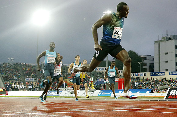 Usain Bolt of Jamaica competes to win the men's 200m during the IAAF Diamond League athletics competition at the Bislett Stadium in Oslo on Thursday
