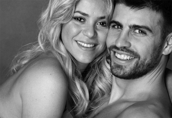 Columbian singer Shakira with beau and FC Barcelona defender Gerard Pique 