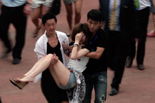 A fan injured in the stampede during David Beckham's visit at Tongji University